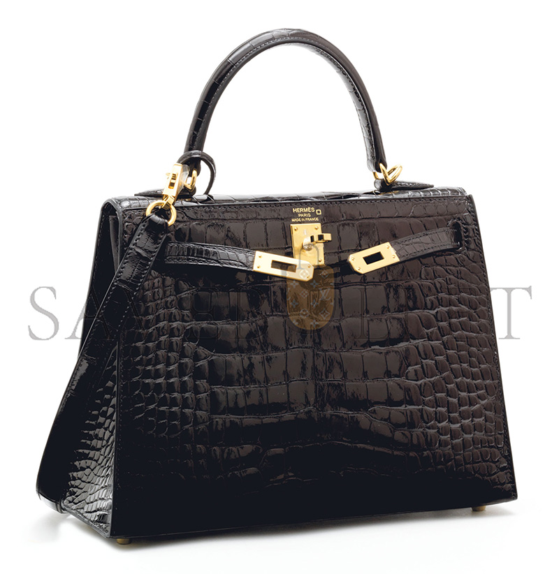 H**mes master black alligator sellier kelly 25 with gold hardware (25*17*7cm)